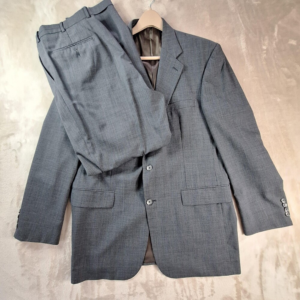 Cricketeer Suit Mens 44L W38 Gray Wool Two Piece Blazer Jacket Pants Classic